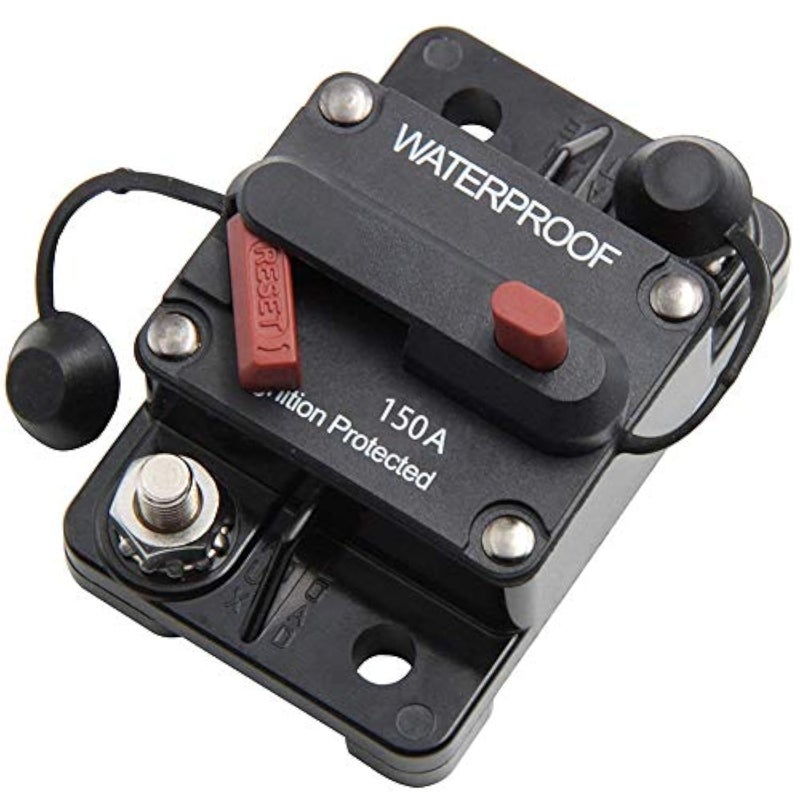 ANJOSHI 150 Amp Circuit Breaker 30A-300A with Manual Reset Waterproof Inline Fuse Inverter for Marine Trolling Motors Boat ATV Manual Power 12V-48VDC - Image 1